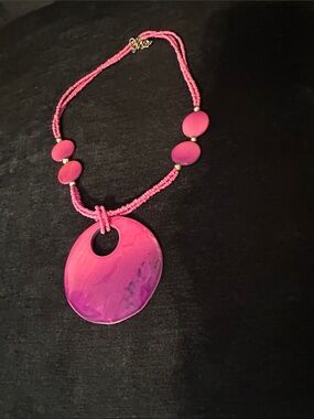 Vibrant Pink Round Pendant Necklace